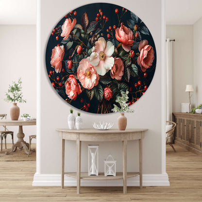 Abstract Bloemen in Roze Tinten forex muurcirkel