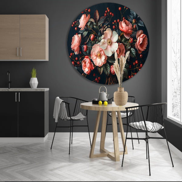 Abstract Bloemen in Roze Tinten forex muurcirkel