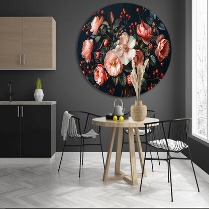 Abstract Bloemen in Roze Tinten forex muurcirkel