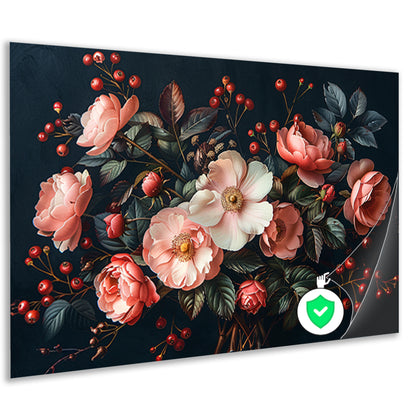 Abstract Bloemen in Roze Tinten poster