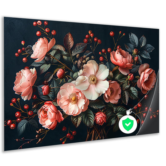 Abstract Bloemen in Roze Tinten poster