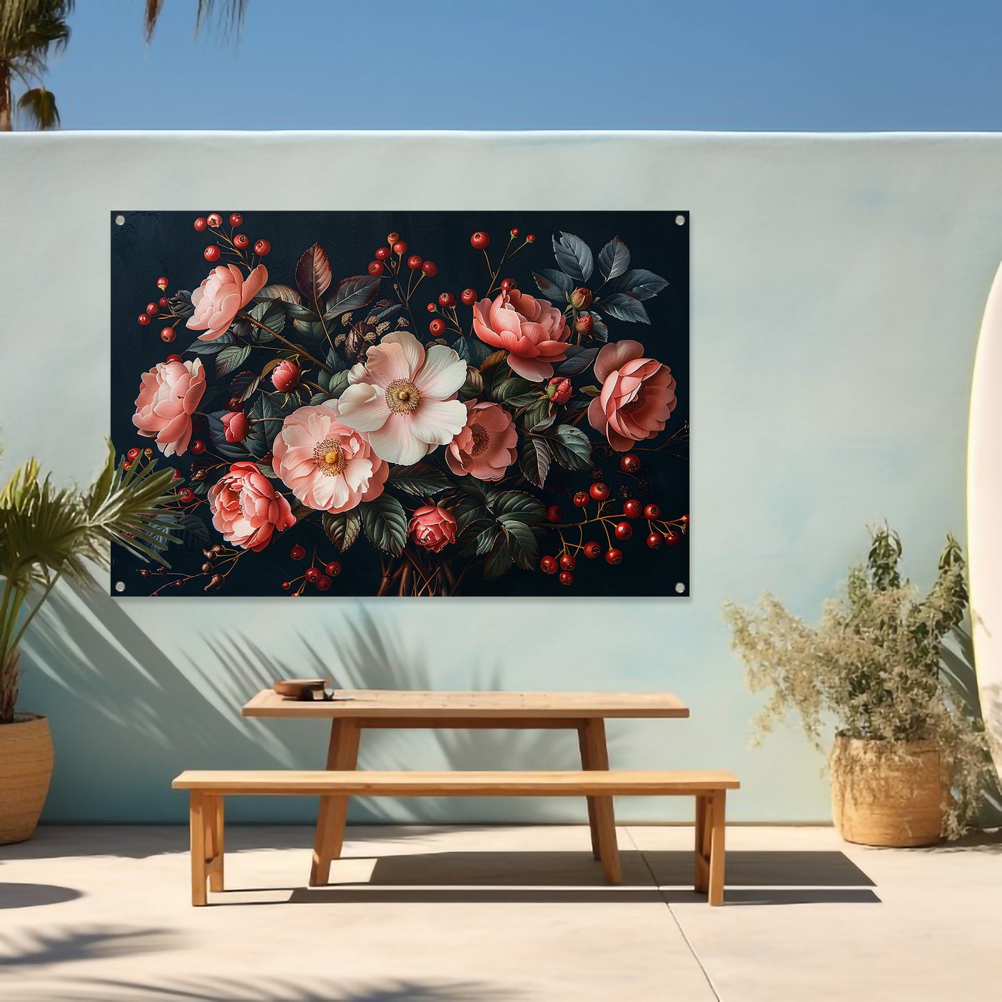 Abstract Bloemen in Roze Tinten tuinposter