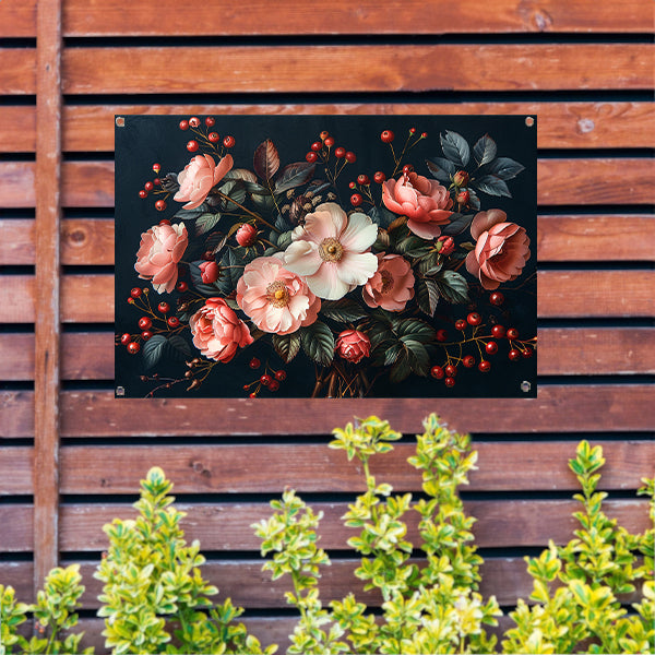 Abstract Bloemen in Roze Tinten tuinposter