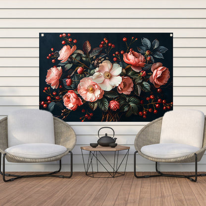 Abstract Bloemen in Roze Tinten tuinposter