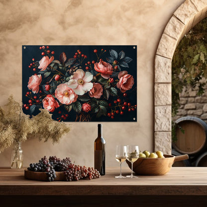 Abstract Bloemen in Roze Tinten tuinposter