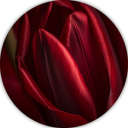 Close-up van rode bloem in donkere achtergrond aluminium muurcirkel