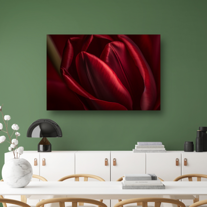 Close-up van rode bloem in donkere achtergrond canvas met baklijst