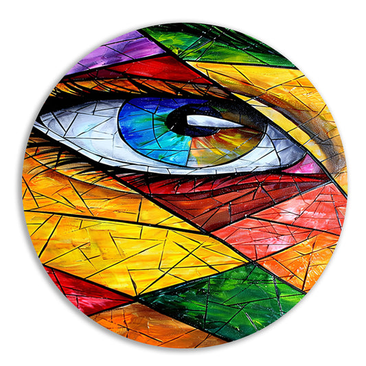 Abstract  van een oog in veel kleuren aluminium muurcirkel