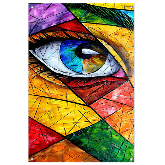 Abstract  van een oog in veel kleuren tuinposter