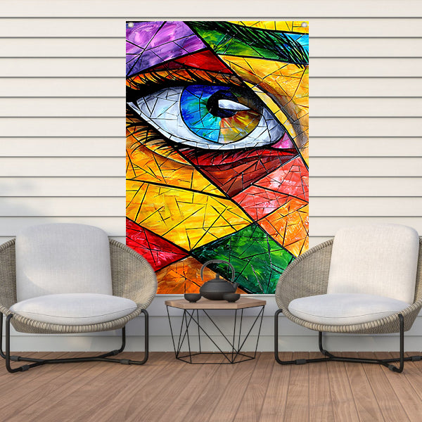 Abstract  van een oog in veel kleuren tuinposter