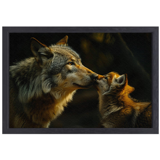 Intiem moment tussen wolven in het bos canvas met baklijst
