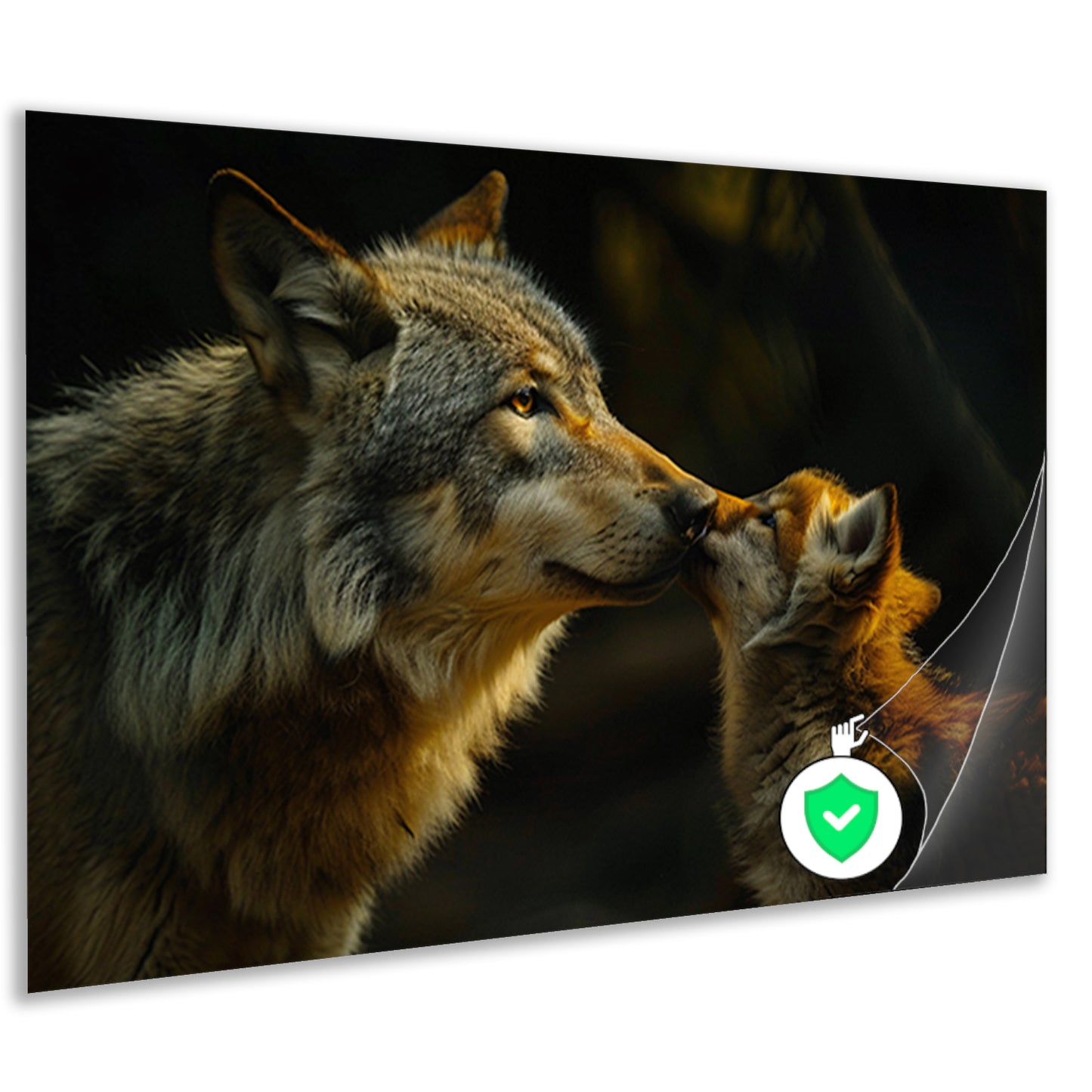 Intiem moment tussen wolven in het bos poster