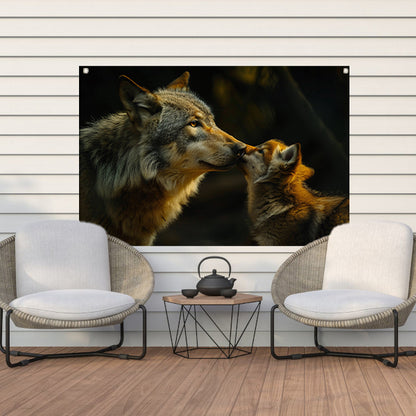 Intiem moment tussen wolven in het bos tuinposter