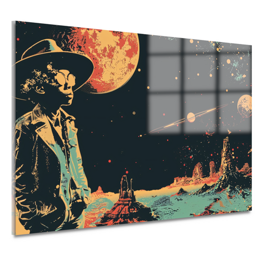 Astronaut in Ruimte met Rode Planetaire Achtergrond acrylglas