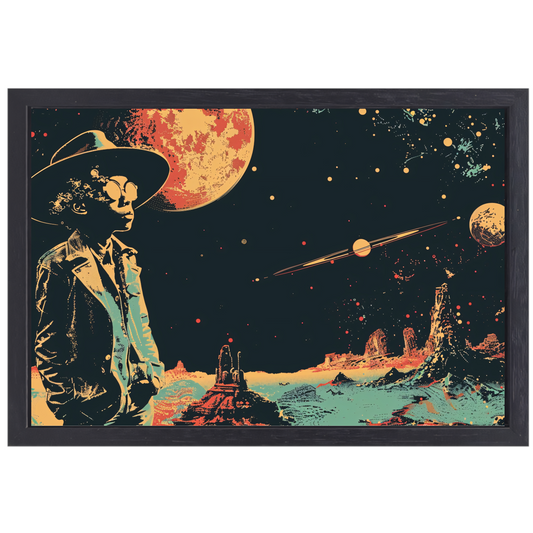 Astronaut in Ruimte met Rode Planetaire Achtergrond canvas met baklijst