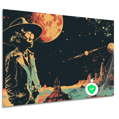 Astronaut in Ruimte met Rode Planetaire Achtergrond poster