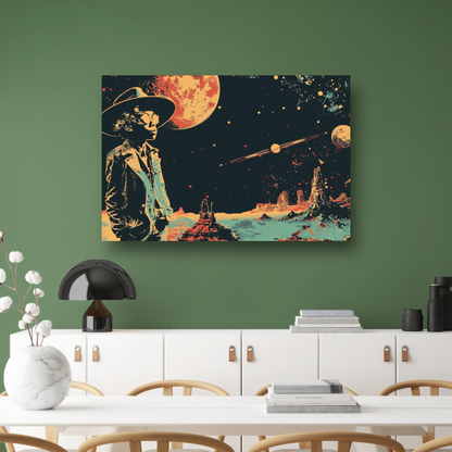 Astronaut in Ruimte met Rode Planetaire Achtergrond poster