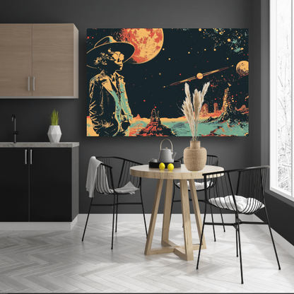 Astronaut in Ruimte met Rode Planetaire Achtergrond poster