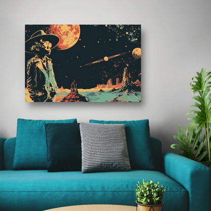 Astronaut in Ruimte met Rode Planetaire Achtergrond poster