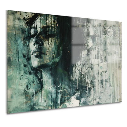 Abstracte weergave van een vrouw in contemplatie acrylglas