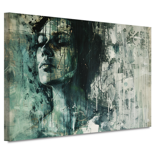 Abstracte weergave van een vrouw in contemplatie canvas
