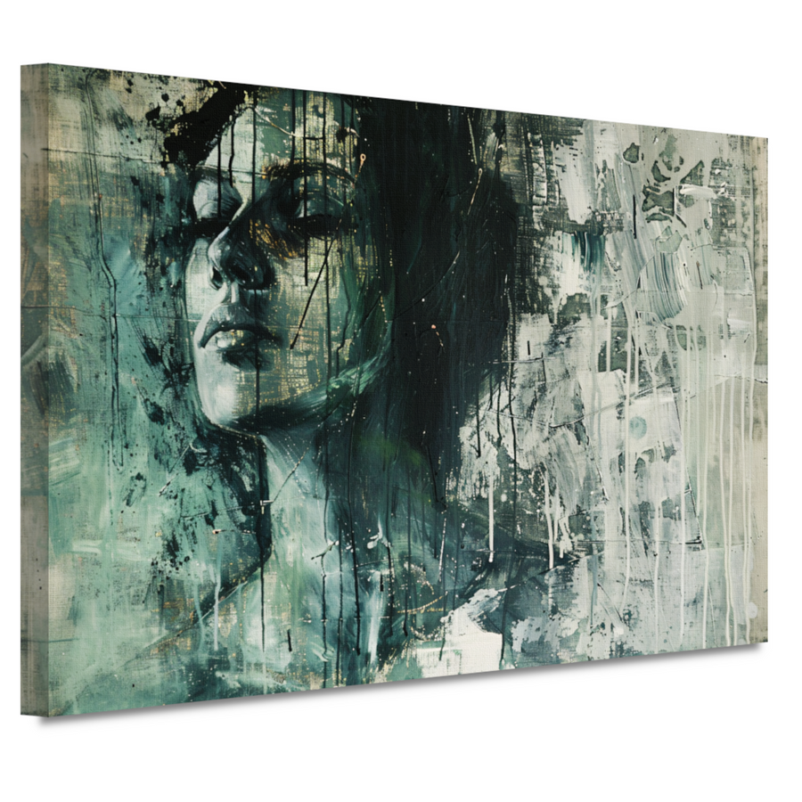 Abstracte weergave van een vrouw in contemplatie canvas