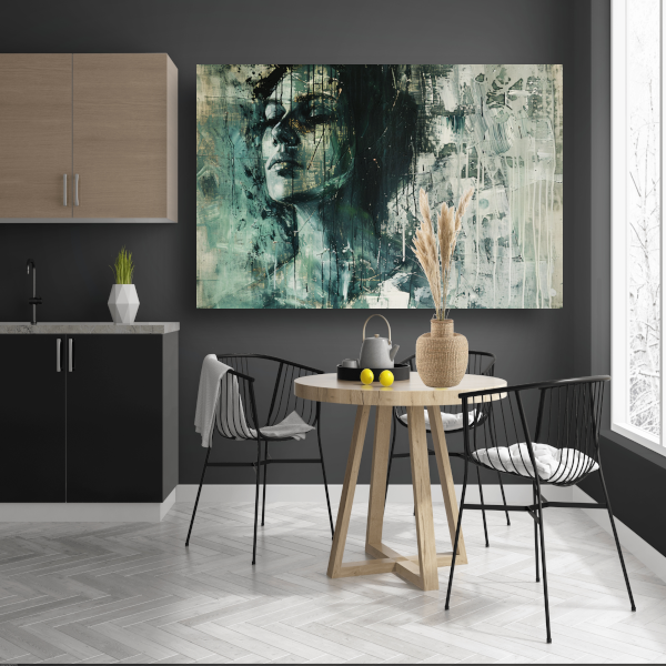 Abstracte weergave van een vrouw in contemplatie poster