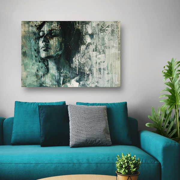 Abstracte weergave van een vrouw in contemplatie poster
