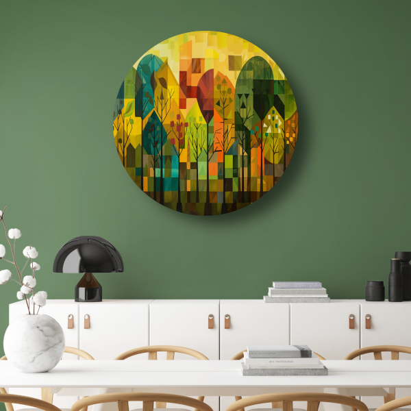 Geometrische Natuur en Architectuur in Kleur forex muurcirkel