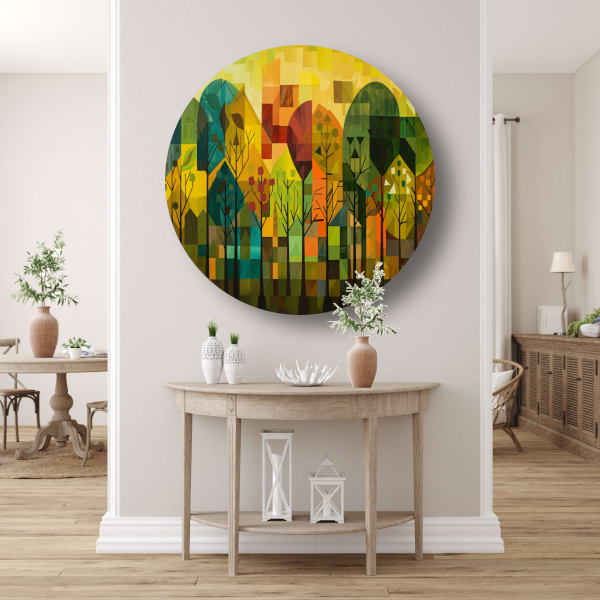 Geometrische Natuur en Architectuur in Kleur forex muurcirkel
