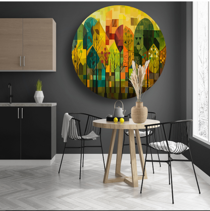 Geometrische Natuur en Architectuur in Kleur aluminium muurcirkel