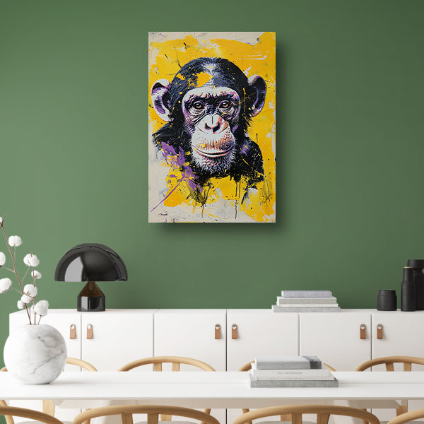Kleurrijk popart schilderij van een aap poster