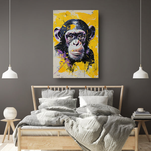 Kleurrijk popart schilderij van een aap poster