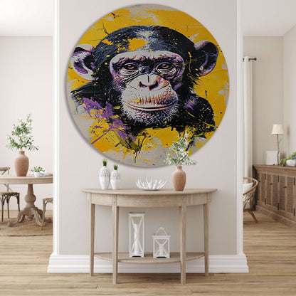 Kleurrijk popart schilderij van een aap forex muurcirkel