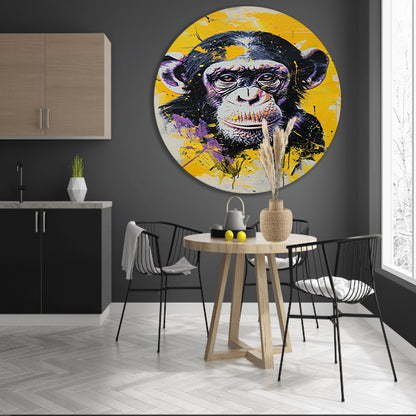 Kleurrijk popart schilderij van een aap forex muurcirkel