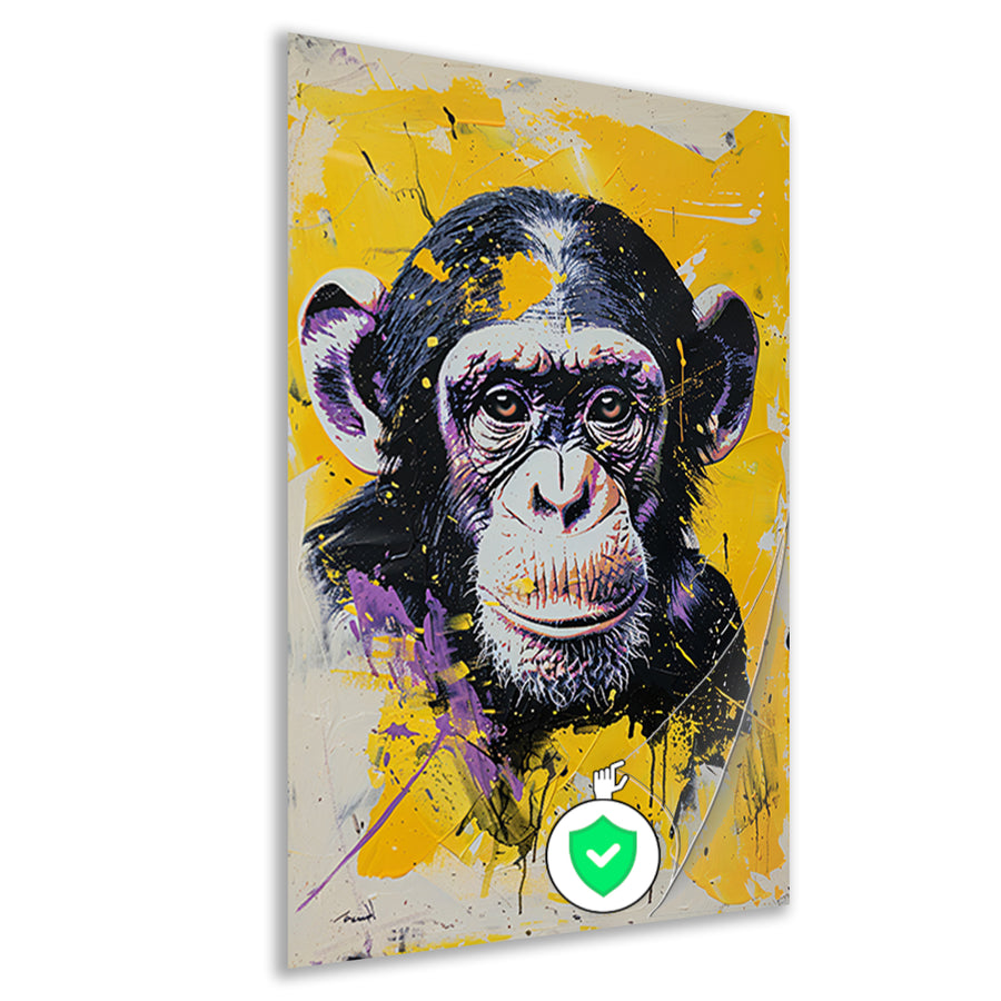 Kleurrijk popart schilderij van een aap poster
