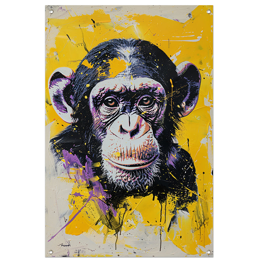 Kleurrijk popart schilderij van een aap tuinposter