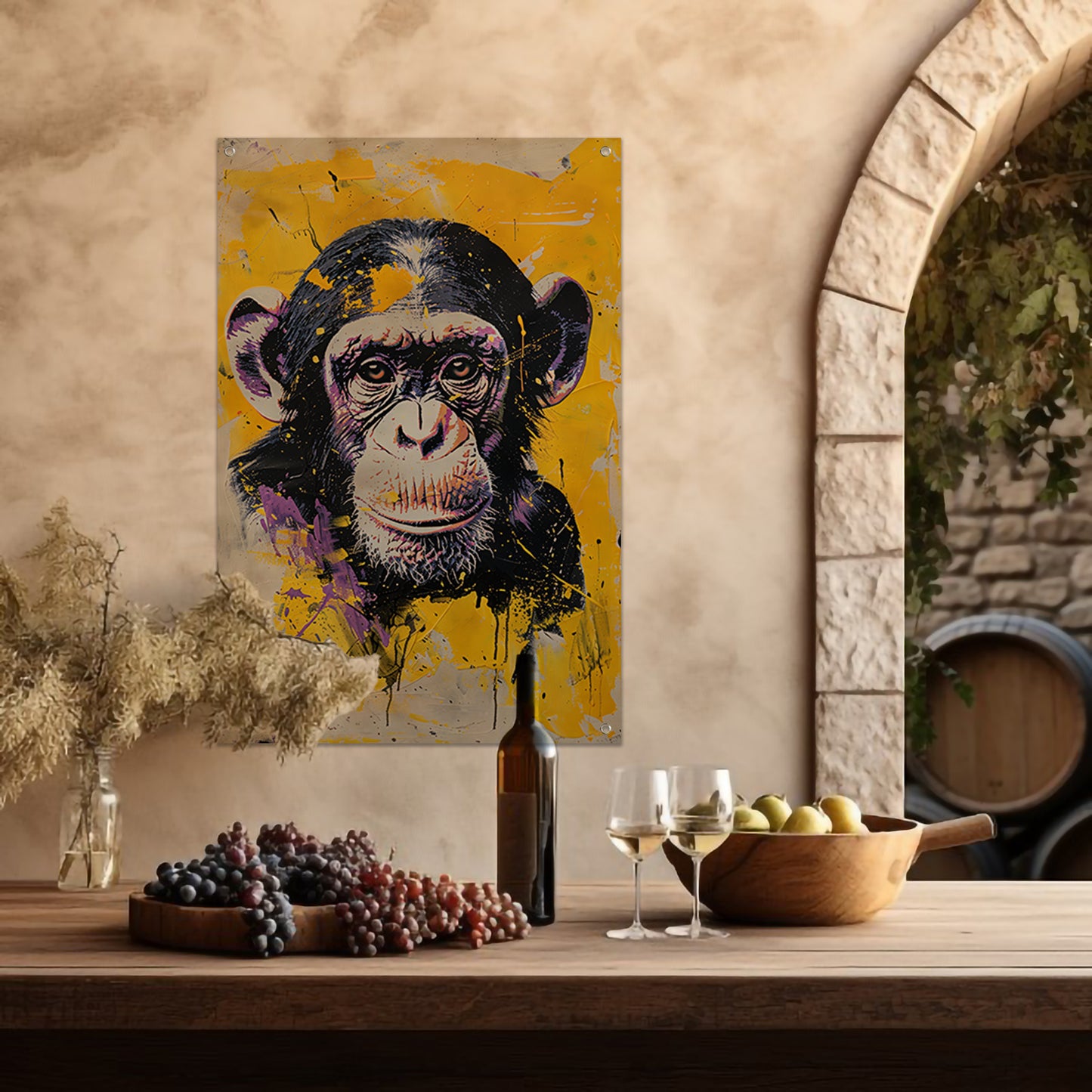 Kleurrijk popart schilderij van een aap forex muurcirkel