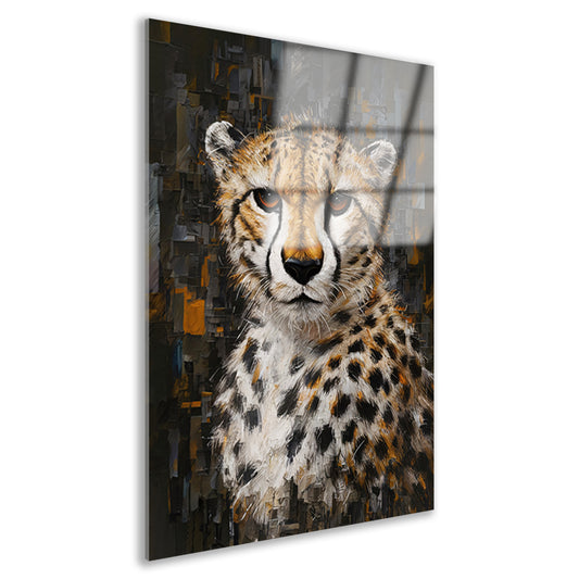 Abstracte Cheetah in Stedelijk Landschap acrylglas
