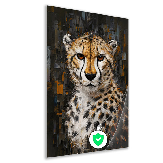 Abstracte Cheetah in Stedelijk Landschap poster