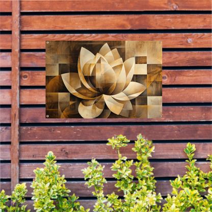 Abstracte Sepia Lotus Kunstwerk tuinposter