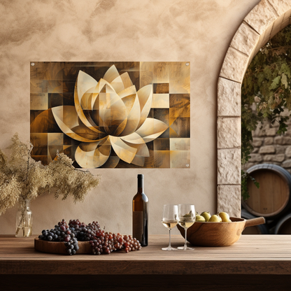Abstracte Sepia Lotus Kunstwerk tuinposter