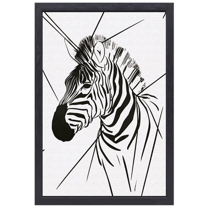 Zebra in Minimalistische Lijntekening Stijl canvas met baklijst