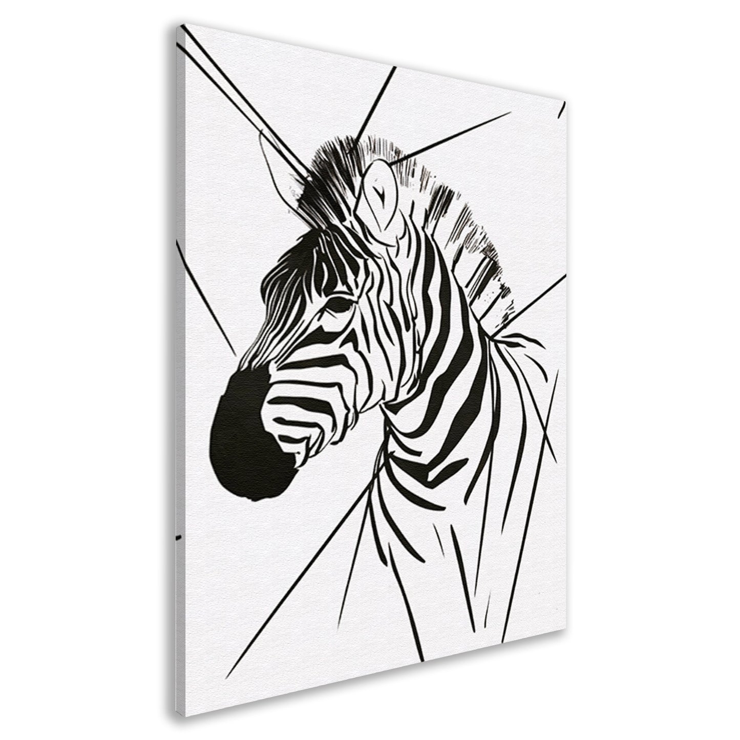 Zebra in Minimalistische Lijntekening Stijl canvas