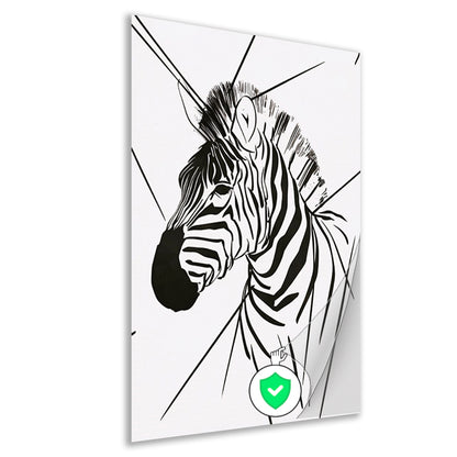 Zebra in Minimalistische Lijntekening Stijl poster