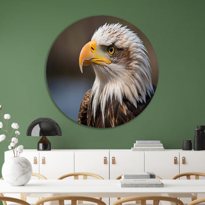 Realistisch portret van een majestueuze adelaar aluminium muurcirkel