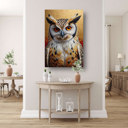 Intense Blik van een Kleurrijke Uil canvas