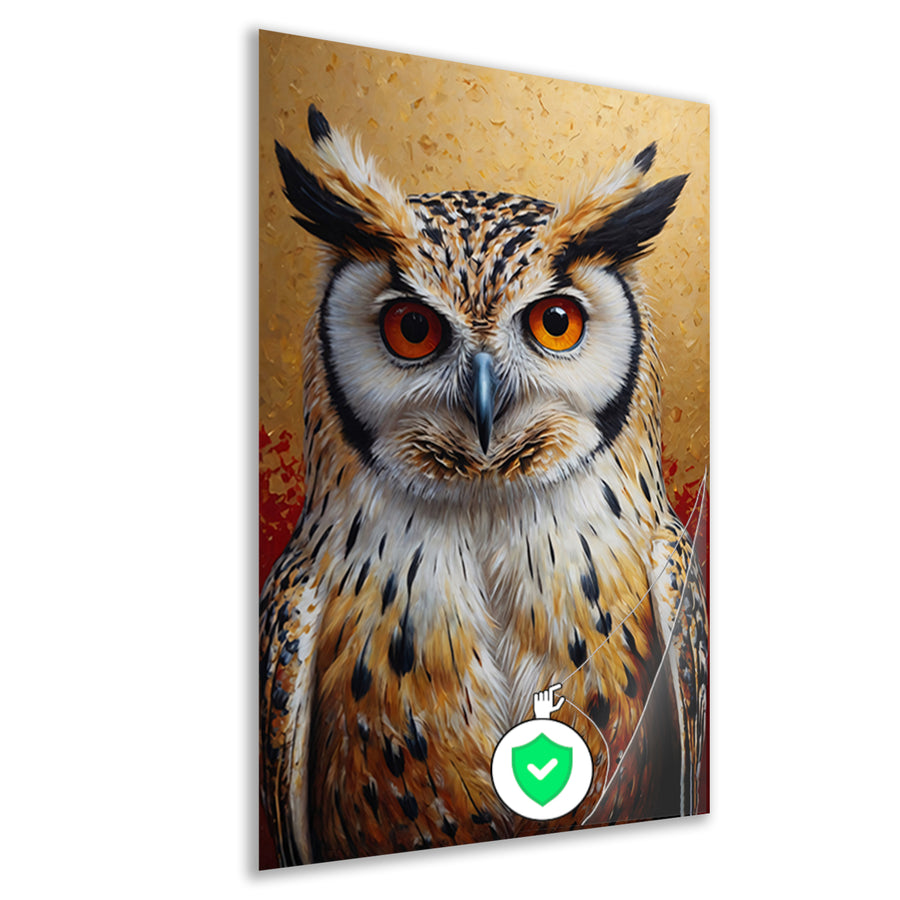 Intense Blik van een Kleurrijke Uil poster