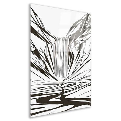 Minimalistische Abstracte Waterval in Lijnkunst acrylglas