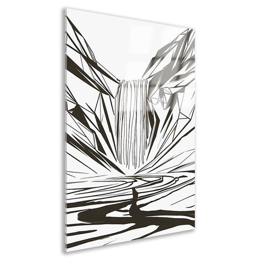 Minimalistische Abstracte Waterval in Lijnkunst acrylglas